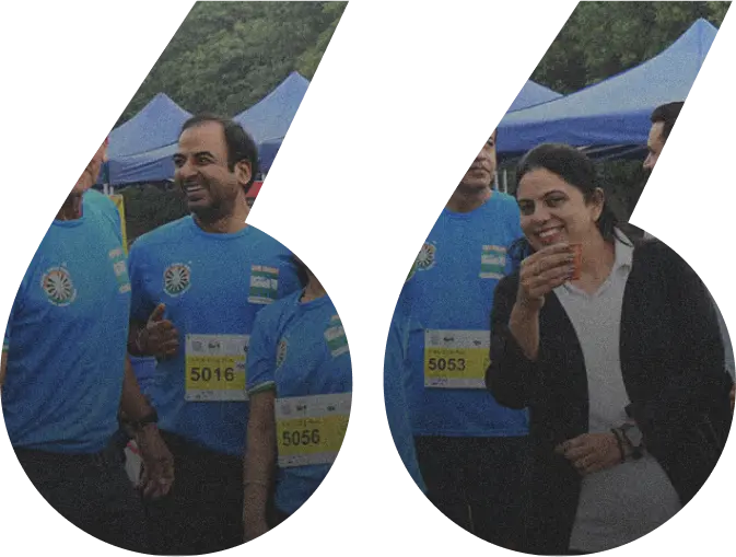 Candidates with numbered shirts, visible within the cutout of the number 66. 